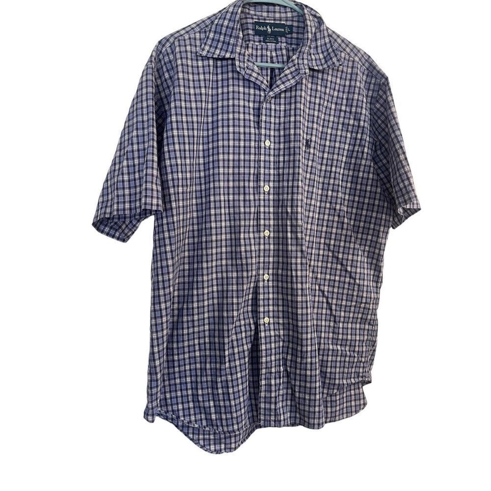 Ralph Lauren Mens Multicolor Blake Plaid Short Sleeve Button Down Shirt Large